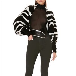 AFRM Tae Shrug Sweater Zebra Black & White OS
